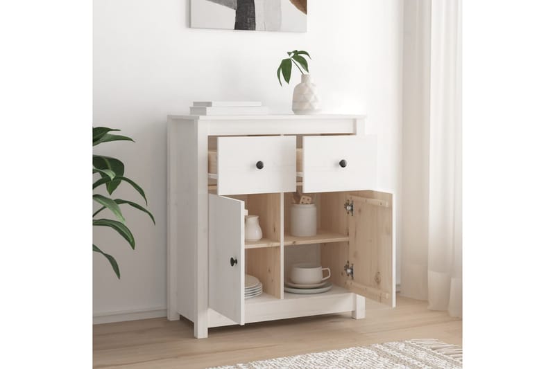 beBasic skænk 70x35x80 cm massivt fyrretræ hvid - Hvid - Skænke & sideboards