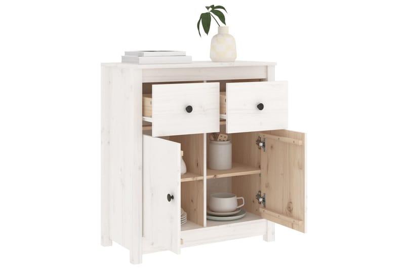 beBasic skænk 70x35x80 cm massivt fyrretræ hvid - Hvid - Skænke & sideboards