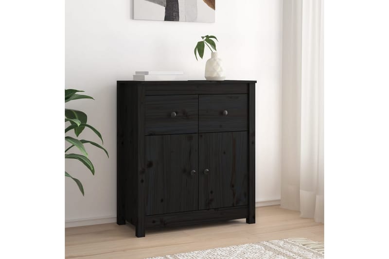 beBasic skænk 70x35x80 cm massivt fyrretræ sort - Sort - Skænke & sideboards