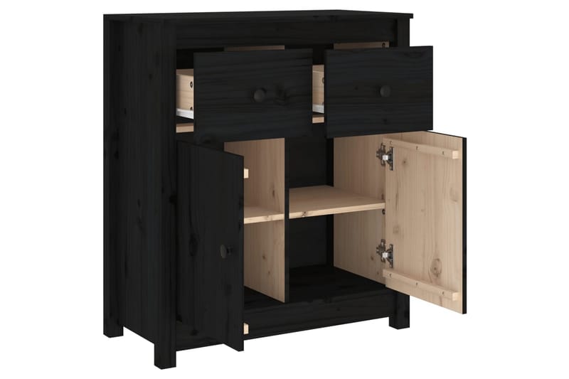 beBasic skænk 70x35x80 cm massivt fyrretræ sort - Sort - Skænke & sideboards