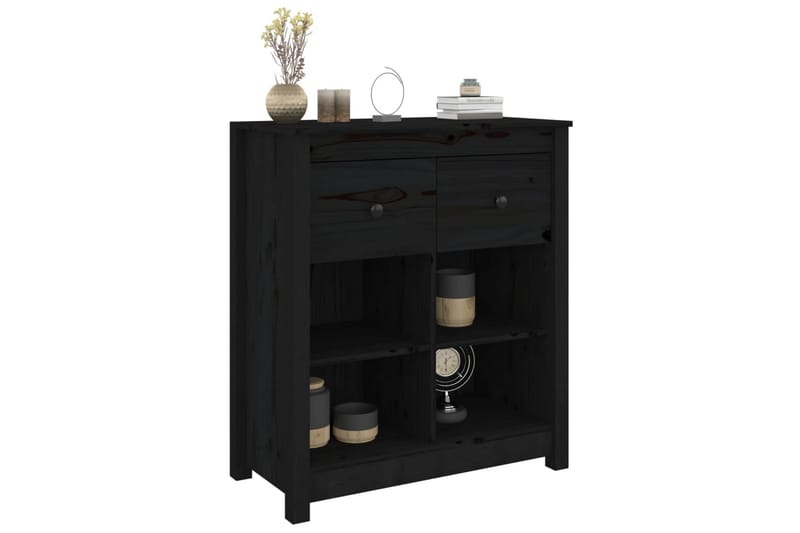 beBasic skænk 70x35x80 cm massivt fyrretræ sort - Sort - Skænke & sideboards