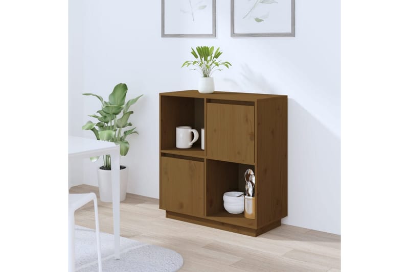 beBasic skænk 74x35x80 cm massivt fyrretræ gyldenbrun - Brun - Skænke & sideboards