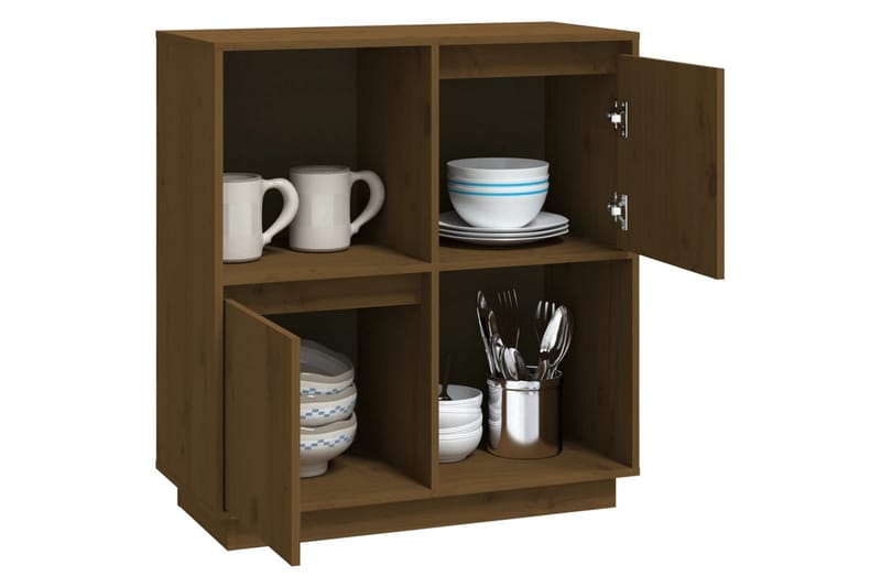 beBasic skænk 74x35x80 cm massivt fyrretræ gyldenbrun - Brun - Skænke & sideboards