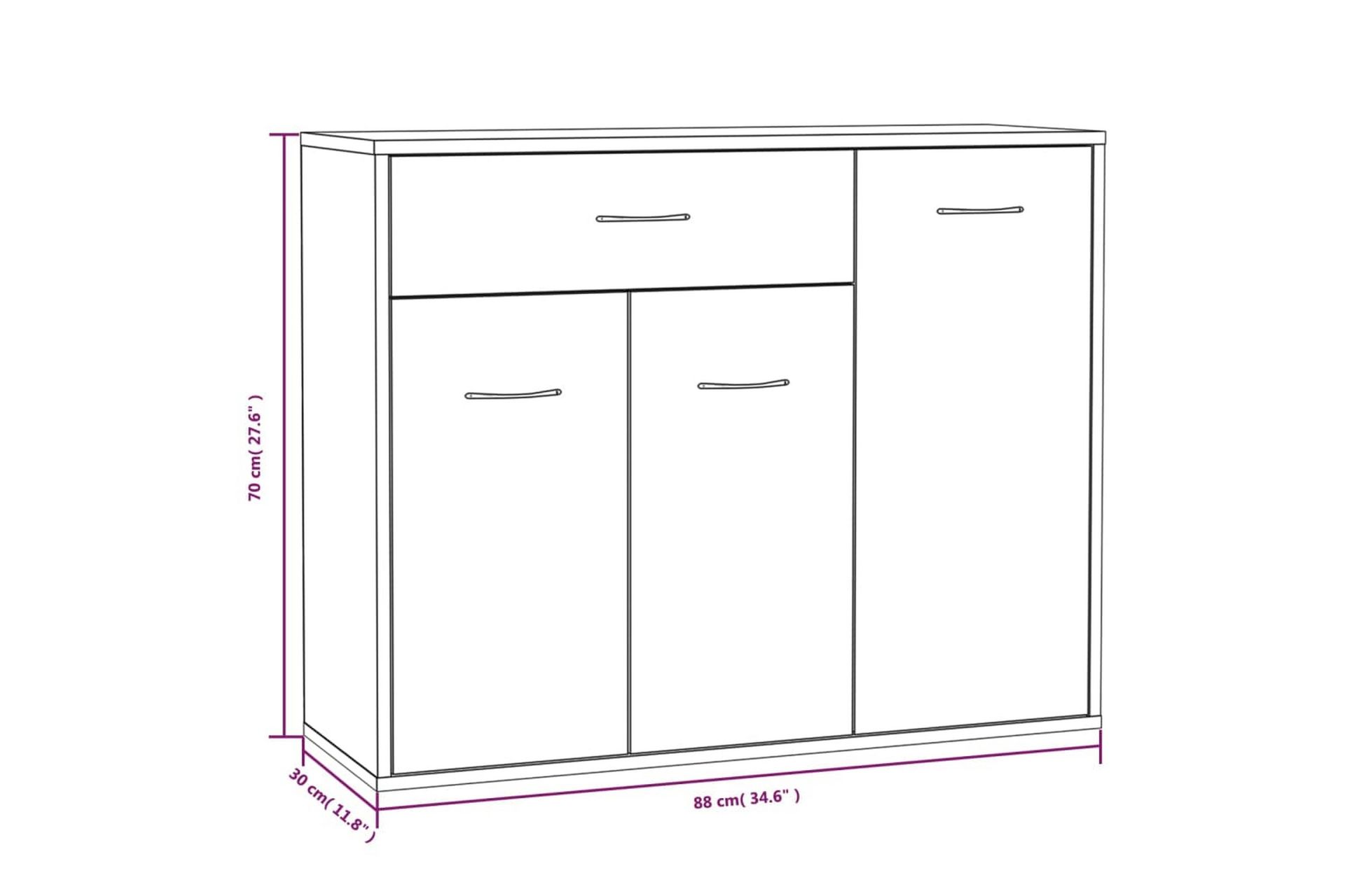 beBasic skænk 88x30x70 cm konstrueret træ grå sonoma-eg - GrÃ¥ - Opbevaring - Opbevaringsmøbler - Skænke & sideboards