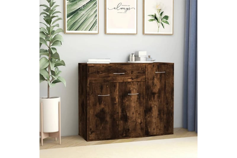 beBasic skænk 88x30x70 cm konstrueret træ røget egetræsfarve - Brun - Opbevaring - Opbevaringsmøbler - Skænke & sideboards