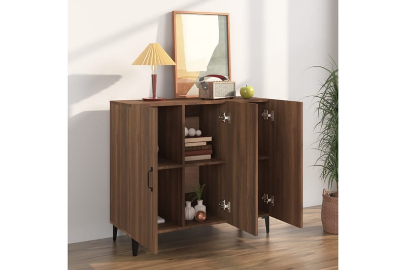 beBasic skænk 90x34x80 cm konstrueret træ brun egetræsfarve - Brun - Skænke & sideboards