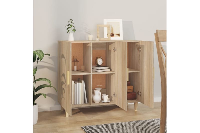 beBasic skænk 90x34x80 cm konstrueret træ sonoma-eg - Brun - Opbevaring - Opbevaringsmøbler - Skænke & sideboards