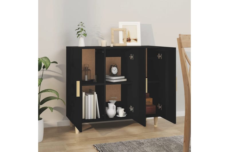 beBasic skænk 90x34x80 cm konstrueret træ sort - Sort - Skænke & sideboards