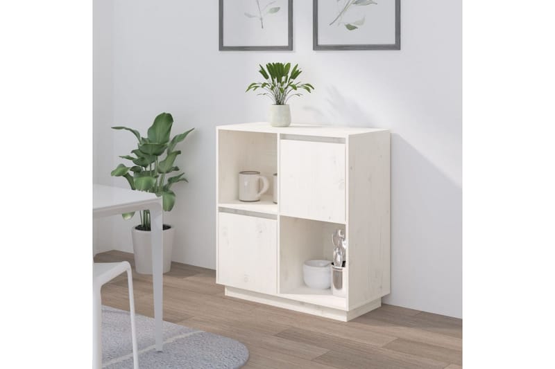 beBasic skænk74x35x80 cm massivt fyrretræ hvid - Hvid - Skænke & sideboards