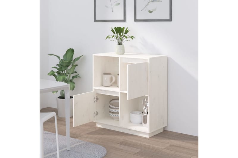 beBasic skænk74x35x80 cm massivt fyrretræ hvid - Hvid - Opbevaring - Opbevaringsmøbler - Skænke & sideboards