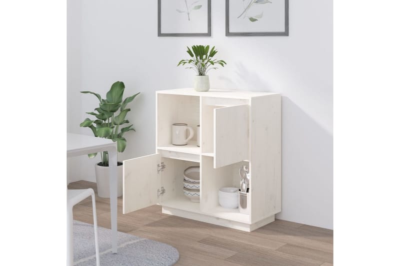 beBasic skænk74x35x80 cm massivt fyrretræ hvid - Hvid - Skænke & sideboards