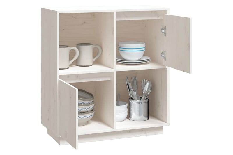 beBasic skænk74x35x80 cm massivt fyrretræ hvid - Hvid - Skænke & sideboards