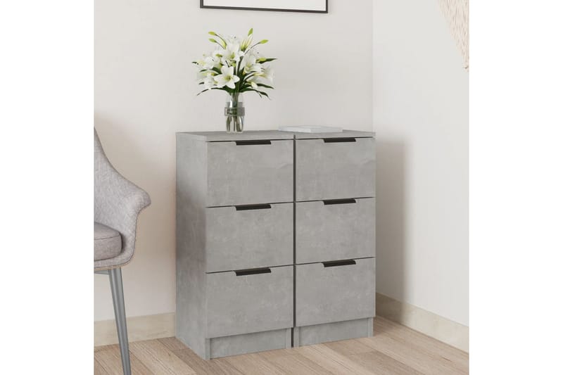 beBasic skænke 2 stk. 30x30x70 cm konstrueret træ betongrå - GrÃ¥ - Skænke & sideboards