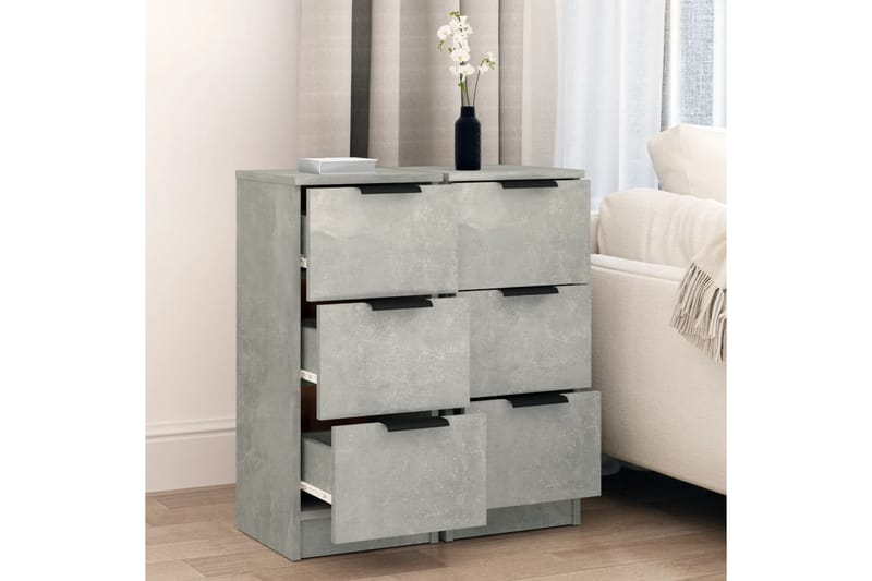 beBasic skænke 2 stk. 30x30x70 cm konstrueret træ betongrå - GrÃ¥ - Skænke & sideboards