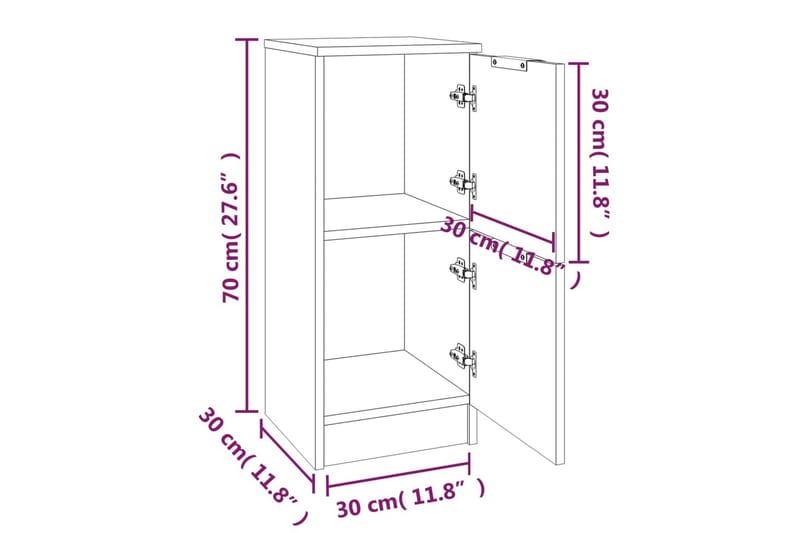 beBasic skænke 2 stk. 30x30x70 cm konstrueret træ brun egetræsfarve - Brun - Skænke & sideboards