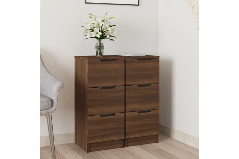 beBasic skænke 2 stk. 30x30x70 cm konstrueret træ brun egetræsfarve - Brun - Skænke & sideboards