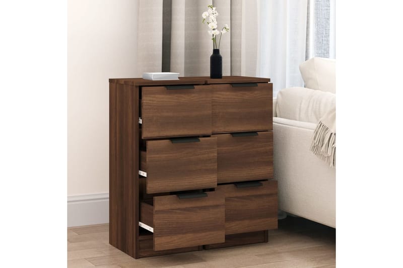 beBasic skænke 2 stk. 30x30x70 cm konstrueret træ brun egetræsfarve - Brun - Skænke & sideboards