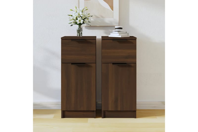 beBasic skænke 2 stk. 30x30x70 cm konstrueret træ brun egetræsfarve - Brun - Opbevaring - Opbevaringsmøbler - Skænke & sideboards