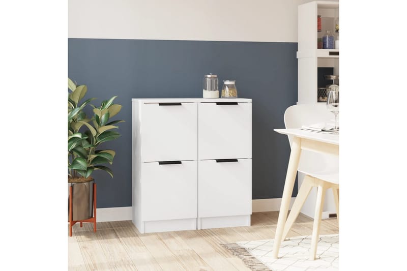 beBasic skænke 2 stk. 30x30x70 cm konstrueret træ hvid - Hvid - Skænke & sideboards