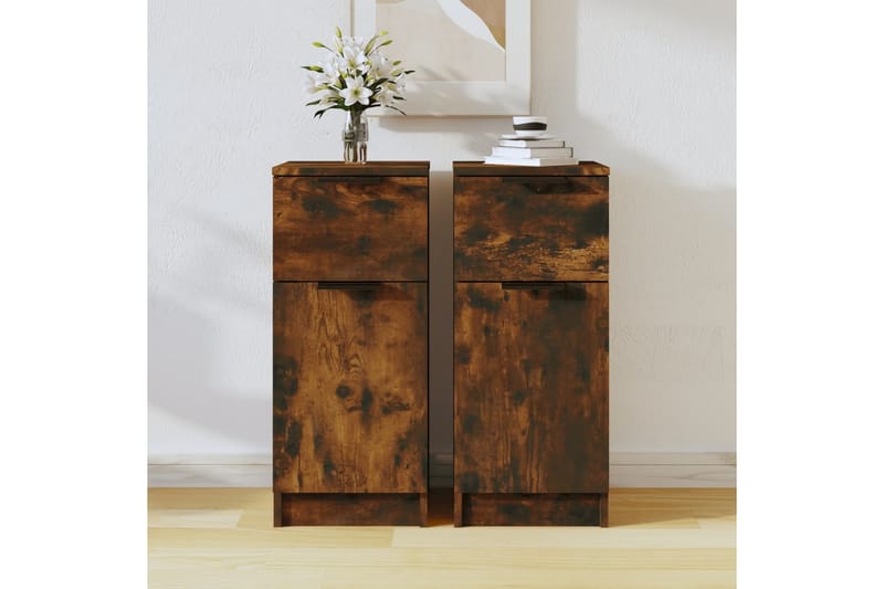 beBasic skænke 2 stk. 30x30x70 cm konstrueret træ røget egetræ - Brun - Skænke & sideboards