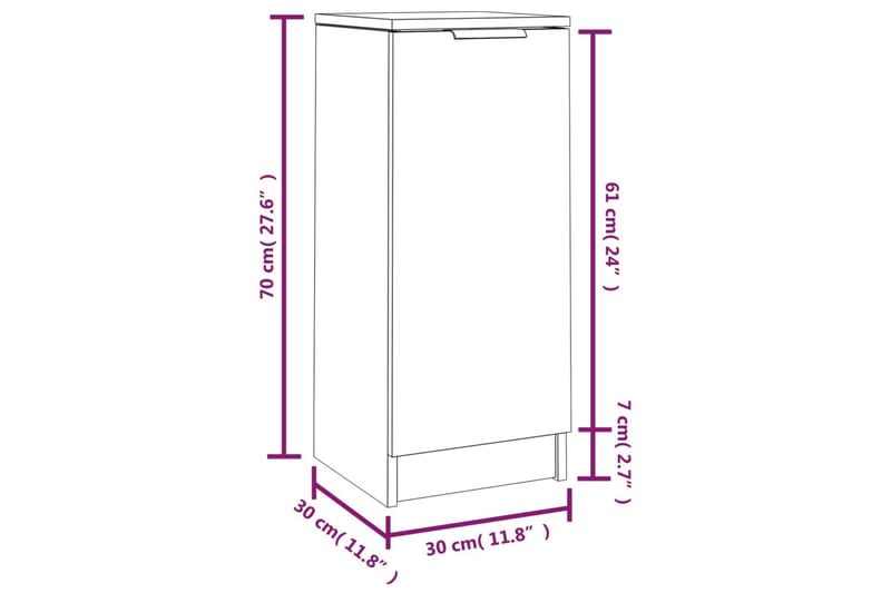 beBasic skænke 2 stk. 30x30x70 cm konstrueret træ røget egetræsfinish - Brun - Skænke & sideboards