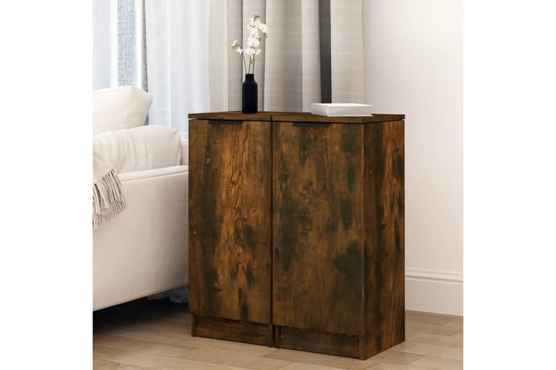 beBasic skænke 2 stk. 30x30x70 cm konstrueret træ røget egetræsfinish - Brun - Skænke & sideboards