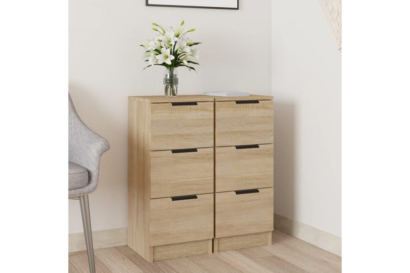 beBasic skænke 2 stk. 30x30x70 cm konstrueret træ sonoma-eg - Brun - Skænke & sideboards