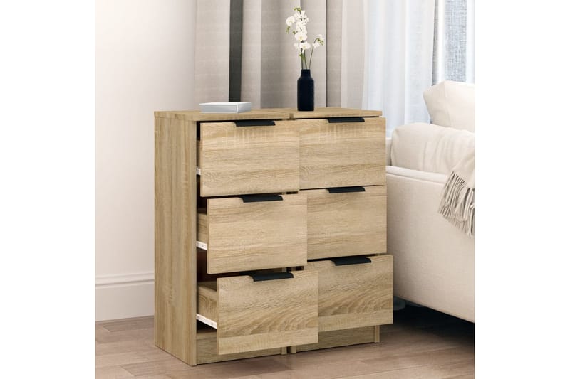 beBasic skænke 2 stk. 30x30x70 cm konstrueret træ sonoma-eg - Brun - Skænke & sideboards