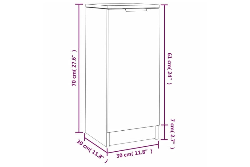 beBasic skænke 2 stk. 30x30x70 cm konstrueret træ sonoma-eg - Brun - Skænke & sideboards