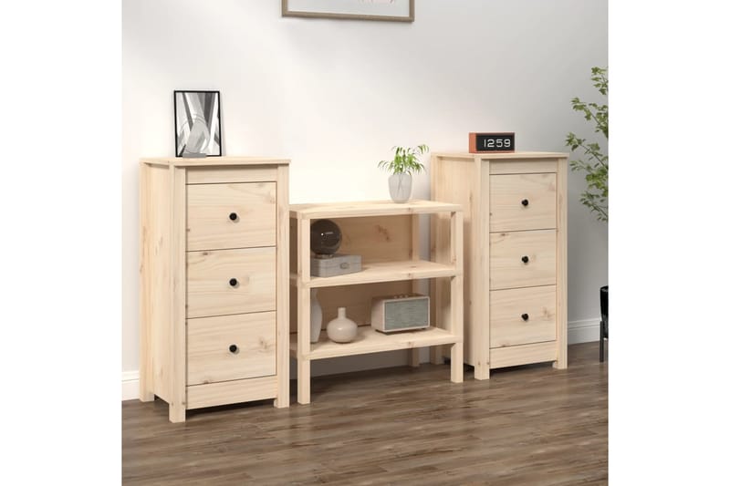 beBasic skænke 2 stk. 40x35x80 cm massivt fyrretræ - Brun - Skænke & sideboards