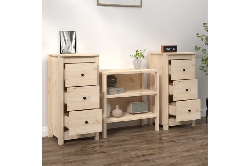 beBasic skænke 2 stk. 40x35x80 cm massivt fyrretræ - Brun - Skænke & sideboards