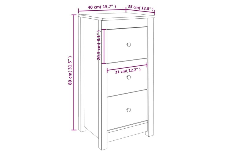 beBasic skænke 2 stk. 40x35x80 cm massivt fyrretræ grå - GrÃ¥ - Skænke & sideboards