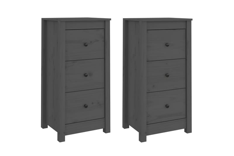 beBasic skænke 2 stk. 40x35x80 cm massivt fyrretræ grå - GrÃ¥ - Skænke & sideboards