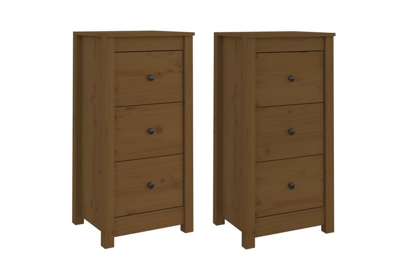 beBasic skænke 2 stk. 40x35x80 cm massivt fyrretræ gyldenbrun - Brun - Skænke & sideboards