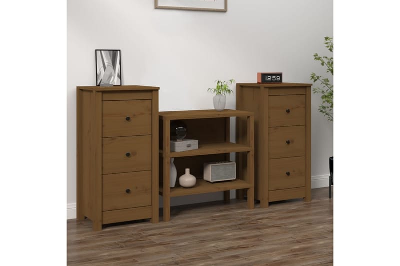 beBasic skænke 2 stk. 40x35x80 cm massivt fyrretræ gyldenbrun - Brun - Skænke & sideboards