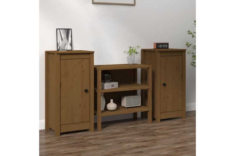 beBasic skænke 2 stk. 40x35x80 cm massivt fyrretræ gyldenbrun - Brun - Skænke & sideboards