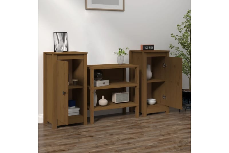 beBasic skænke 2 stk. 40x35x80 cm massivt fyrretræ gyldenbrun - Brun - Skænke & sideboards