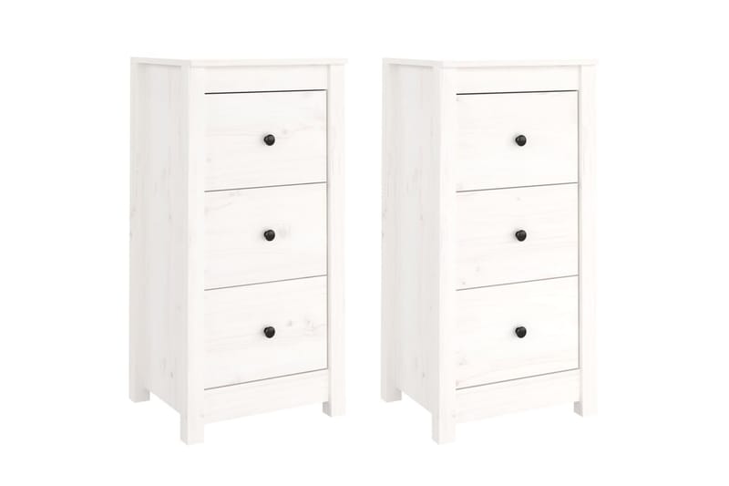 beBasic skænke 2 stk. 40x35x80 cm massivt fyrretræ hvid - Hvid - Skænke & sideboards