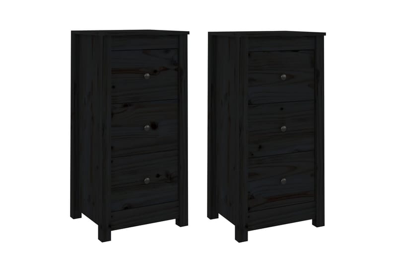 beBasic skænke 2 stk. 40x35x80 cm massivt fyrretræ sort - Sort - Skænke & sideboards