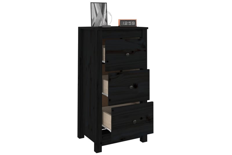 beBasic skænke 2 stk. 40x35x80 cm massivt fyrretræ sort - Sort - Skænke & sideboards