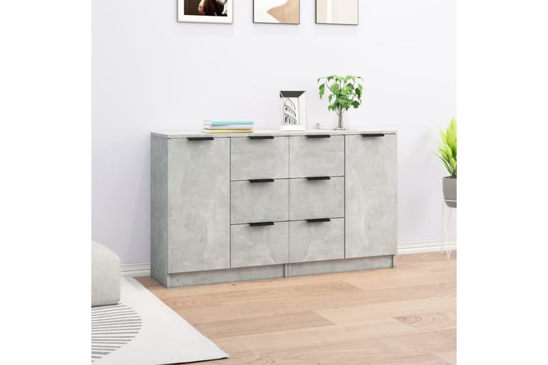 beBasic skænke 2 stk. 60x30x70 cm konstrueret træ betongrå - GrÃ¥ - Skænke & sideboards