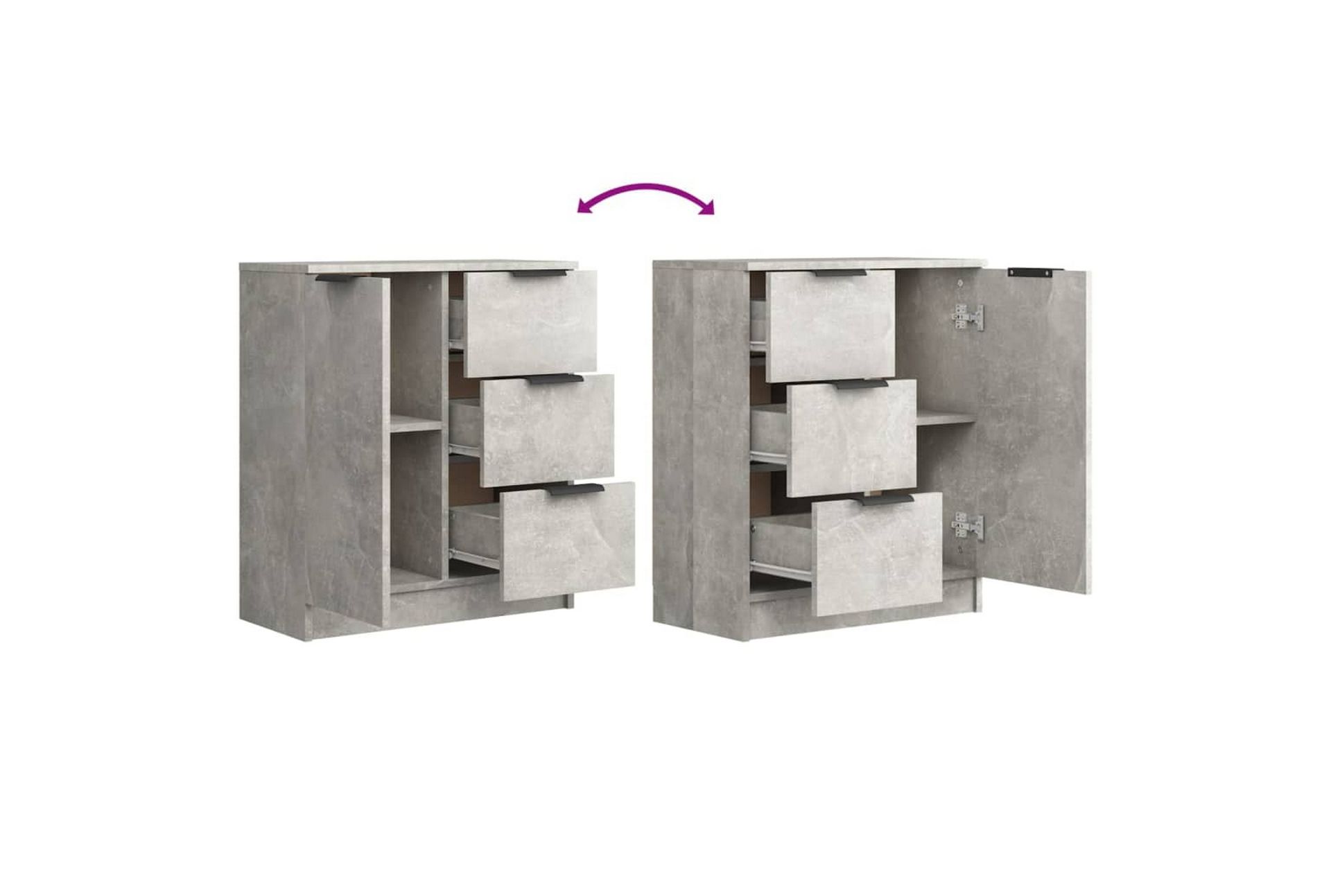 beBasic skænke 2 stk. 60x30x70 cm konstrueret træ betongrå - GrÃ¥ - Opbevaring - Opbevaringsmøbler - Skænke & sideboards