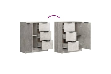 beBasic skænke 2 stk. 60x30x70 cm konstrueret træ betongrå - GrÃ¥ - Opbevaring - Opbevaringsmøbler - Skænke & sideboards