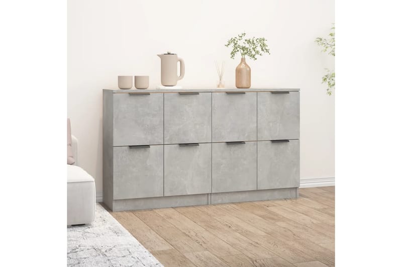 beBasic skænke 2 stk. 60x30x70 cm konstrueret træ betongrå - GrÃ¥ - Skænke & sideboards