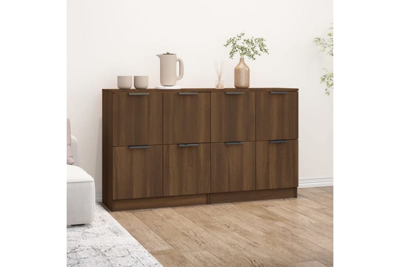 beBasic skænke 2 stk. 60x30x70 cm konstrueret træ brun egetræsfarve - Brun - Skænke & sideboards