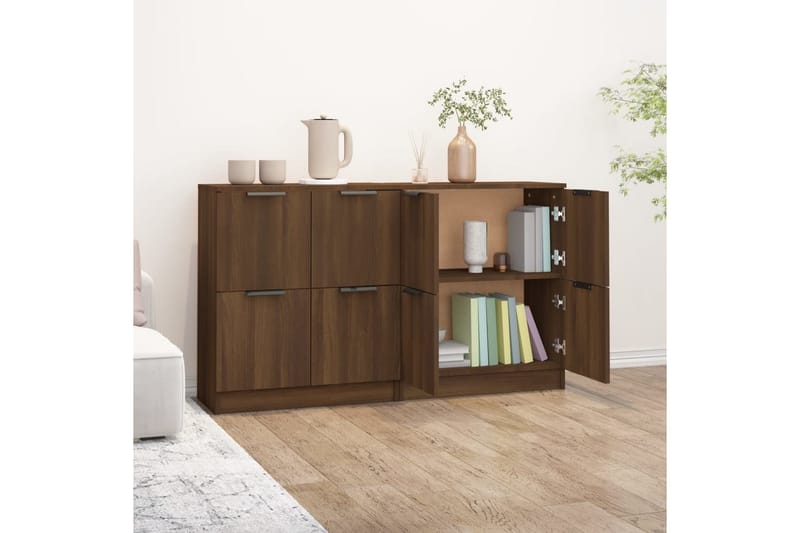 beBasic skænke 2 stk. 60x30x70 cm konstrueret træ brun egetræsfarve - Brun - Skænke & sideboards