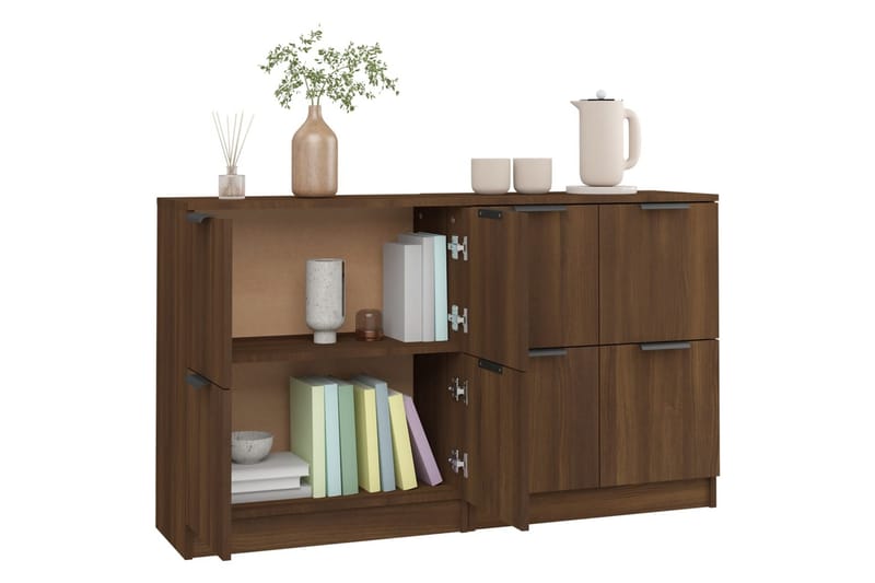 beBasic skænke 2 stk. 60x30x70 cm konstrueret træ brun egetræsfarve - Brun - Skænke & sideboards