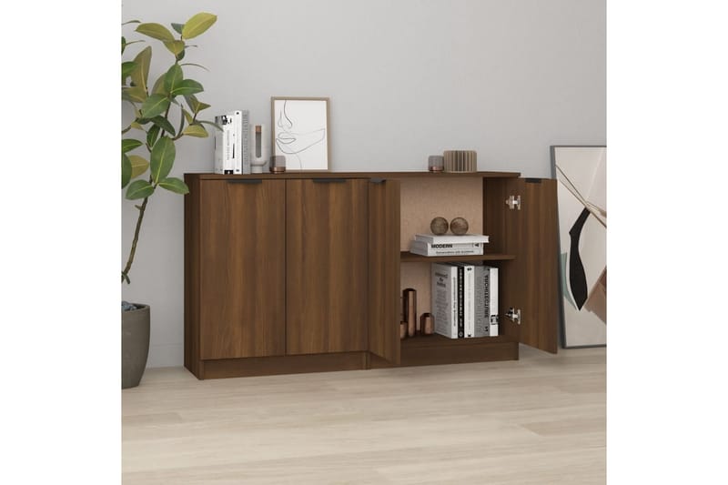 beBasic skænke 2 stk. 60x30x70 cm konstrueret træ brun egetræsfarve - Brun - Skænke & sideboards