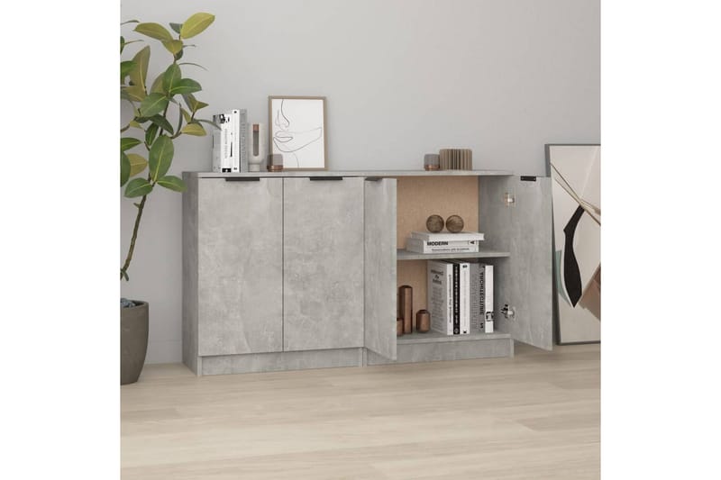 beBasic skænke 2 stk. 60x30x70 cm konstrueret træ grå - GrÃ¥ - Skænke & sideboards