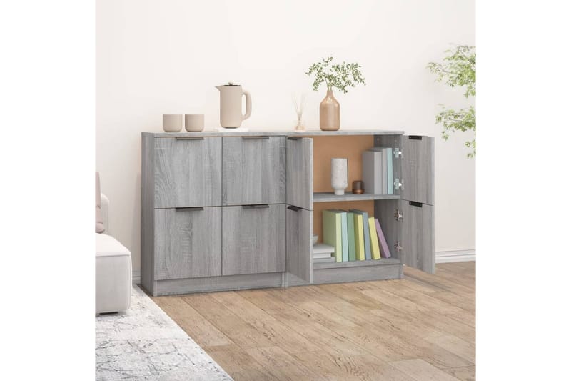 beBasic skænke 2 stk. 60x30x70 cm konstrueret træ grå sonoma-eg - GrÃ¥ - Skænke & sideboards